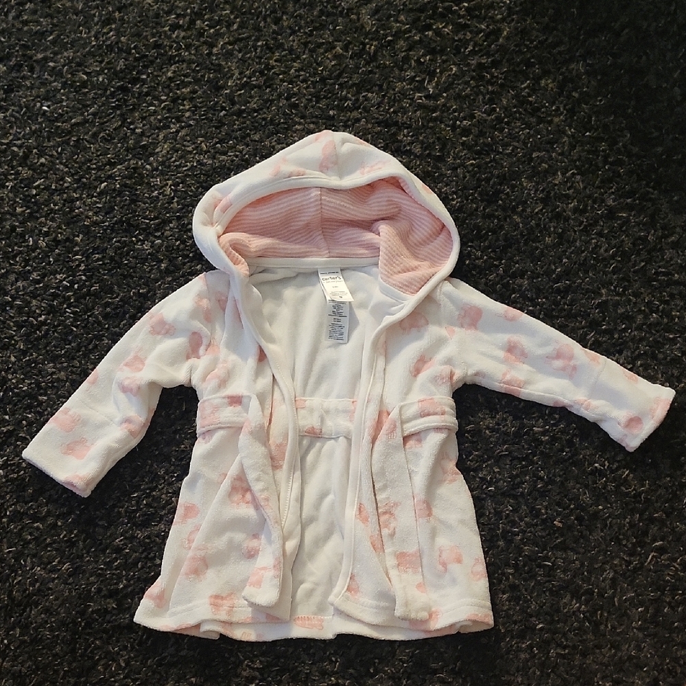 Baby Hooded Robe with Pink Sheep Print